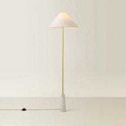 Valuelights Margot White Marble Base Floor Lamp With A Linen Tapered Lampshade - thumbnail 6