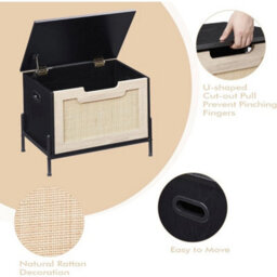 Rattan Shoe Storage Bench Ottoman Hallway Seat Trunk Toy Box - thumbnail 3