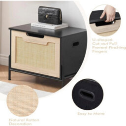 Rattan Shoe Storage Bench Ottoman Hallway Seat Trunk Toy Box - thumbnail 4