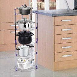 5 Tier Kitchen Pan Stand Saucepan Pot Rack Chrome Storage Organiser Shelf Holder - thumbnail 4