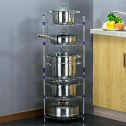 5 Tier Kitchen Pan Stand Saucepan Pot Rack Chrome Storage Organiser Shelf Holder - thumbnail 5