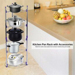5 Tier Kitchen Pan Stand Saucepan Pot Rack Chrome Storage Organiser Shelf Holder - thumbnail 3