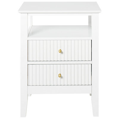 Wyld And Coco Luxenest Bedside Tables Set 2 Drawers White Mdf With Gold Handles - Compact Wall-Mounted Pair - image 1