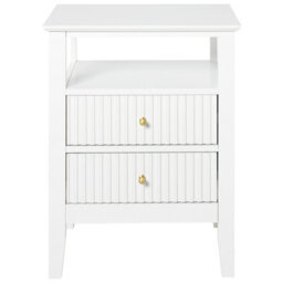 Wyld And Coco Luxenest Bedside Tables Set 2 Drawers White Mdf With Gold Handles - Compact Wall-Mounted Pair - thumbnail 1