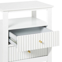 Wyld And Coco Luxenest Bedside Tables Set 2 Drawers White Mdf With Gold Handles - Compact Wall-Mounted Pair - thumbnail 7