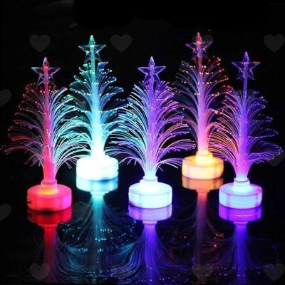Amorly 5Pcs Mini Battery Operated Fibre Optic Christmas Trees, Colour Changing Led Desktop Lights, Festive Decor For Bedroom Displays - image 1