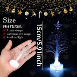 Amorly 5Pcs Mini Battery Operated Fibre Optic Christmas Trees, Colour Changing Led Desktop Lights, Festive Decor For Bedroom Displays - thumbnail 4