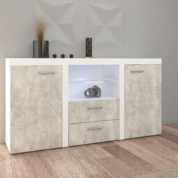 Rumba Modern Sideboard 157 Cm With 2 Drawers Stylish And Durable Storage For Living Or Dining Rooms Light Concrete - thumbnail 2
