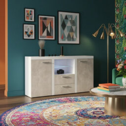 Rumba Modern Sideboard 157 Cm With 2 Drawers Stylish And Durable Storage For Living Or Dining Rooms Light Concrete - thumbnail 4