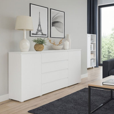 Cosmo C06 Chest Of Drawers Modern Storage Cabinet With 4 Spacious Drawers Contemporary Bedroom Cupboard White - image 1