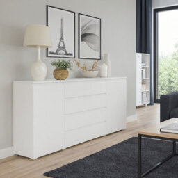 Cosmo C06 Chest Of Drawers Modern Storage Cabinet With 4 Spacious Drawers Contemporary Bedroom Cupboard White - thumbnail 1
