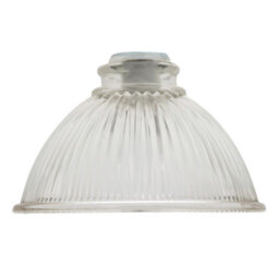 Happy Homewares Pair Of American Diner Clear Glass Shades With Ribbed Lines For E14 And E27 - thumbnail 3