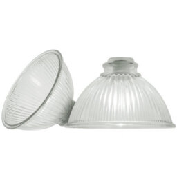 Happy Homewares Pair Of American Diner Clear Glass Shades With Ribbed Lines For E14 And E27 - thumbnail 2