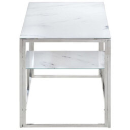 Berkfield Coffee Table Silver Stainless Steel And Tempered Glass - thumbnail 3