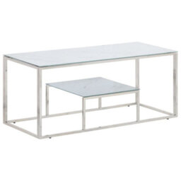 Berkfield Coffee Table Silver Stainless Steel And Tempered Glass