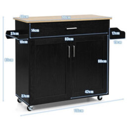 Kitchen Island Storage Trolley Rolling Cart Shelves Cupboard Cabinet Drawer Home - thumbnail 2