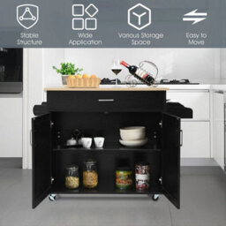 Kitchen Island Storage Trolley Rolling Cart Shelves Cupboard Cabinet Drawer Home - thumbnail 6