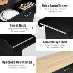 Kitchen Island Storage Trolley Rolling Cart Shelves Cupboard Cabinet Drawer Home - thumbnail 5
