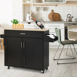 Kitchen Island Storage Trolley Rolling Cart Shelves Cupboard Cabinet Drawer Home - thumbnail 4