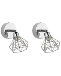 Beliani Wall Lamp Silver Metal Cage Shade Adjustable Tilt And Swivel Modern Glam 10Cm X 16Cm - thumbnail 3