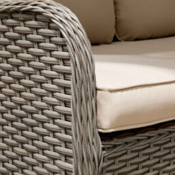 Dellonda Chester Garden Rattan Corner Sofa Lounger, Table & Stool Set, Brown - thumbnail 3
