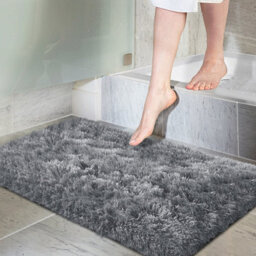 Ameha Fluffy Grey Shaggy Area Rugs For Bedroom Super Soft Small Non Slip Non Shedding Rug Entrance Door Mats, 50 X 80 Cm - thumbnail 8