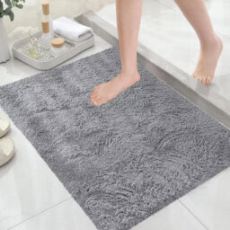 Ameha Fluffy Grey Shaggy Area Rugs For Bedroom Super Soft Small Non Slip Non Shedding Rug Entrance Door Mats, 50 X 80 Cm - thumbnail 2
