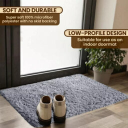 Ameha Fluffy Grey Shaggy Area Rugs For Bedroom Super Soft Small Non Slip Non Shedding Rug Entrance Door Mats, 50 X 80 Cm - thumbnail 5