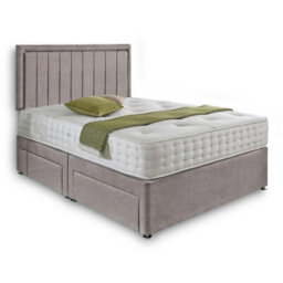 Dining Tables Cairo Matching Headboard Divan Set, 2 Drawer On Same Side With Sprung 1500 Comfort Mattress - Chenille Grey - King - thumbnail 4