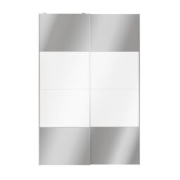 GoodHome Atomia Contemporary Panelled Mirrored White High Gloss 2 Door Sliding Wardrobe Door Kit (H)2250mm (W)1500mm - thumbnail 3