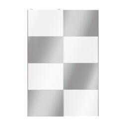 GoodHome Atomia Contemporary Panelled Mirrored White High Gloss 2 Door Sliding Wardrobe Door Kit (H)2250mm (W)1500mm - thumbnail 4