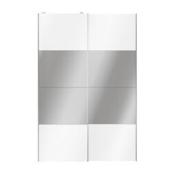 GoodHome Atomia Contemporary Panelled Mirrored White High Gloss 2 Door Sliding Wardrobe Door Kit (H)2250mm (W)1500mm - thumbnail 1
