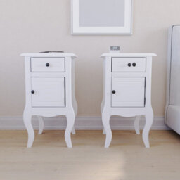 Lassic Vida Designs Nishano White 1 Drawer 1 Door Bedside Table Cabinet Chest, Set Of 2 - thumbnail 5