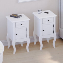 Lassic Vida Designs Nishano White 1 Drawer 1 Door Bedside Table Cabinet Chest, Set Of 2 - thumbnail 3