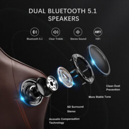 Gtplayer Gaming Chair With Speakers, Ergonomic Computer Chairs With Footrest And Bluetooth Linkage, Light Brown - thumbnail 8