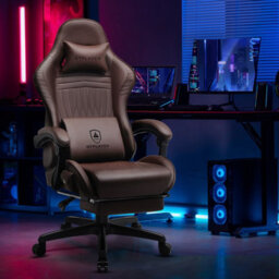 Gtplayer Gaming Chair With Speakers, Ergonomic Computer Chairs With Footrest And Bluetooth Linkage, Light Brown - thumbnail 2