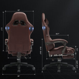 Gtplayer Gaming Chair With Speakers, Ergonomic Computer Chairs With Footrest And Bluetooth Linkage, Light Brown - thumbnail 7