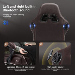 Gtplayer Gaming Chair With Speakers, Ergonomic Computer Chairs With Footrest And Bluetooth Linkage, Light Brown - thumbnail 6
