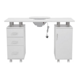 Thehotsale White Professional Mobile Manicure Table Nail Desk With Dust Collector, 120 W X 45 D X 76.5 H (Cm) - thumbnail 2