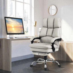 Office Desk Chair Ergonomic Padded Reclining Chair W/ Footrest - thumbnail 5