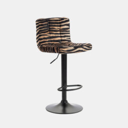 Ohs 2 X Zebra Print Velvet Adjustable Bar Stool Swivel Seat Kitchen Chair - Realistic - thumbnail 2
