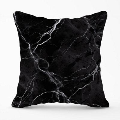 Warren Reed Designer Black Marble Pattern Outdoor Cushion 45Cm X 45Cm - image 1