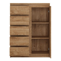 Wyld Haus Hemingway Tall Natural Oak Chest Of Drawers With 1 Door And 5 Drawers - thumbnail 3