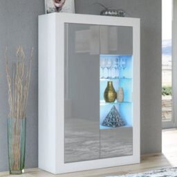 Modern Sideboard Display Cabinet Cupboard Tv Stand Living Room High Gloss Doors - White & Grey - thumbnail 3
