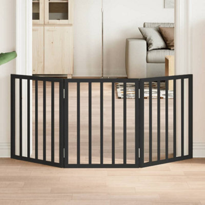 Walplus Black Dog Gate Foldable 3 Panels 150 Cm Poplar Wood - image 1