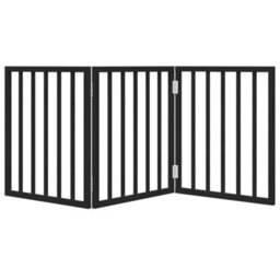 Walplus Black Dog Gate Foldable 3 Panels 150 Cm Poplar Wood - thumbnail 4