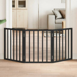 Walplus Black Dog Gate Foldable 3 Panels 150 Cm Poplar Wood - thumbnail 1