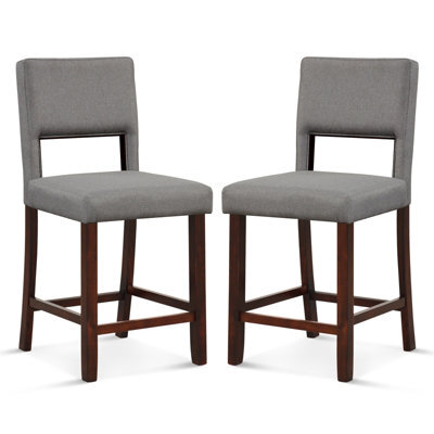 Costway Set Of 2 Bar Stools Linen Counter Height Chair Upholstered Kitchen Island Stool - image 1