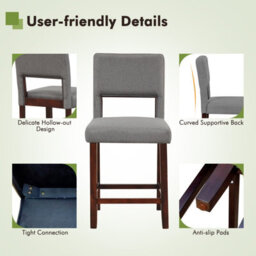 Costway Set Of 2 Bar Stools Linen Counter Height Chair Upholstered Kitchen Island Stool - thumbnail 8