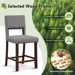 Costway Set Of 2 Bar Stools Linen Counter Height Chair Upholstered Kitchen Island Stool - thumbnail 7